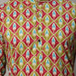 Men's Olive and Maroon Ikkat Printed Short Kurtas