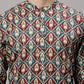 Men's Blue and Maroon Ikkat Printed Short Kurtas