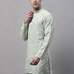 Men's Pista  Green and Multi Coloured Embroidered Straight Kurtas