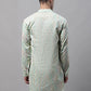 Men's Pista  Green and Multi Coloured Embroidered Straight Kurtas