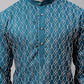 Men's Teal Blue and Multi Coloured Embroidered Straight Kurtas