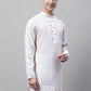 Men's White and Multi Coloured Embroidered Straight Kurtas