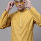 Men's Mustard Embroidered Straight Kurtas