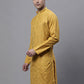 Men's Mustard Embroidered Straight Kurtas