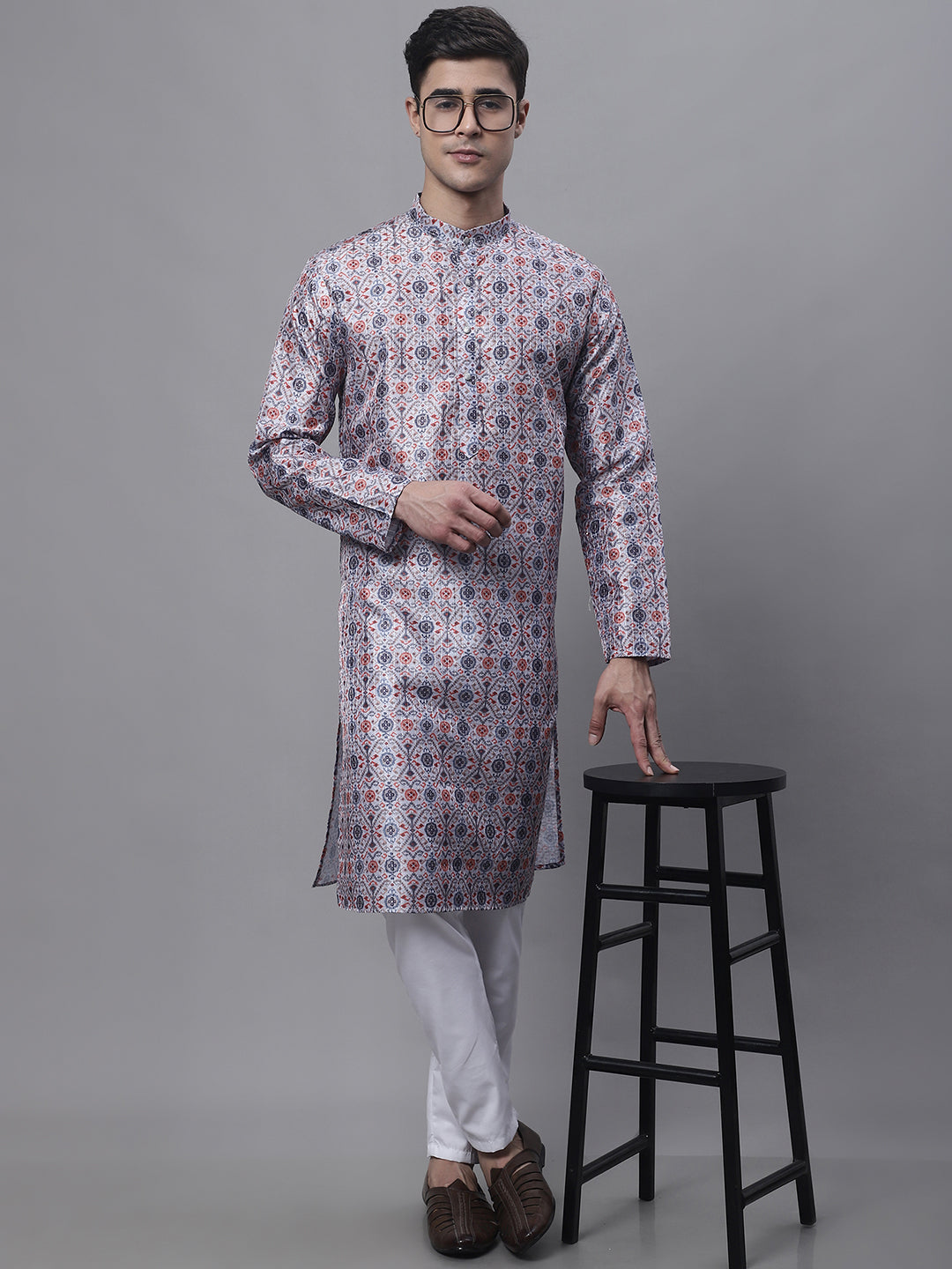 Men's Blue Digital Printed Kurtas