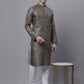 Men's Olive Green Digital Printed Kurtas