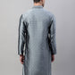 Men's Grey Jacquard Silk Collar Embroidered Kurtas