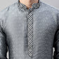 Men's Grey Jacquard Silk Collar Embroidered Kurtas