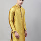 Men's Mustard Jacquard Silk Collar Embroidered Kurtas