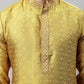 Men's Mustard Jacquard Silk Collar Embroidered Kurtas