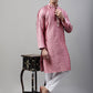 Men's Pink Jacquard Silk Collar Embroidered Kurtas