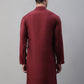 Men's Maroon Cotton Silk Mirror Work Kurtas