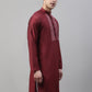 Men's Maroon Cotton Silk Mirror Work Kurtas