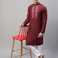 Men's Maroon Cotton Silk Mirror Work Kurtas