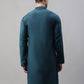 Men's Teal Blue Cotton Silk Mirror Work Kurtas