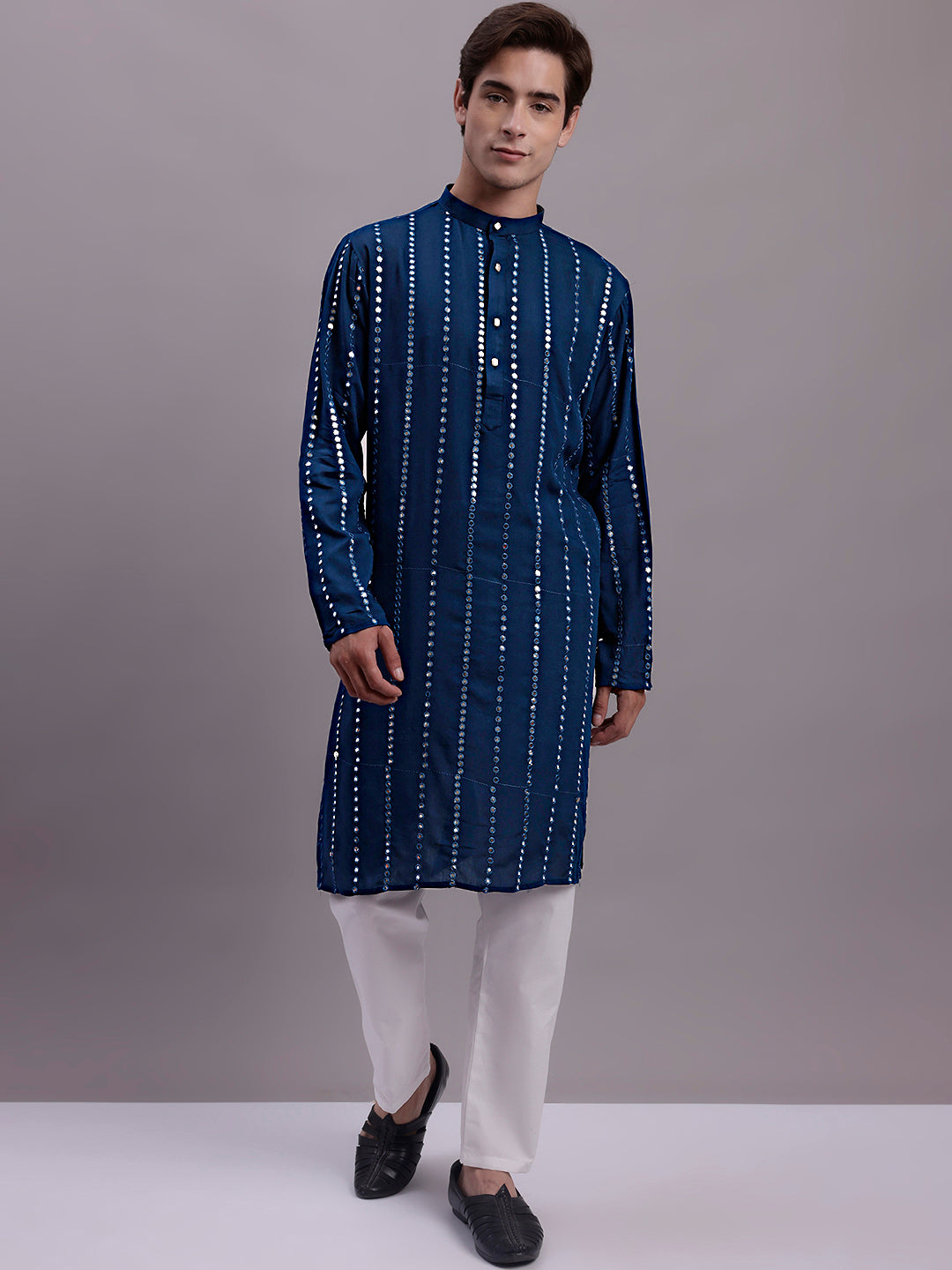 Men's Embroidered Mirror Work Kurtas