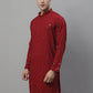 Men's Maroon Chikankari Embroidered and Sequence Kurtas