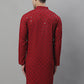 Men's Maroon Chikankari Embroidered and Sequence Kurtas