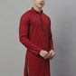 Men's Maroon Chikankari Embroidered and Sequence Kurtas