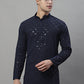 Men's Navy Blue Chikankari Embroidered and Sequence Kurtas