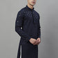 Men's Navy Blue Chikankari Embroidered and Sequence Kurtas