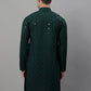 Men's Olive Green Chikankari Embroidered and Sequence Kurtas