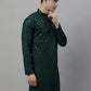 Men's Olive Green Chikankari Embroidered and Sequence Kurtas