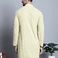 Men's Yellow Embroidered Kurta Only