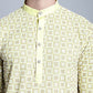 Men's Yellow Embroidered Kurta Only