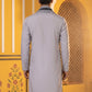 Embroidered Silk Blend Kurta and Dupatta for Men ( KO D 5077Grey )