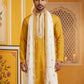 Embroidered Silk Blend Kurta and Dupatta for Men ( KO D 5077Mustard )