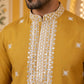 Embroidered Silk Blend Kurta and Dupatta for Men ( KO D 5077Mustard )