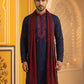 Embroidered Silk Blend Kurta and Dupatta for Men ( KO D 5077Navy )