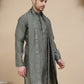 Embroidered & Sequin Kurta With Dupatta ( KO D 5088Grey ) [FF] [F1-2 & M-3-4]