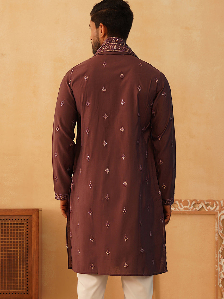 Embroidered & Sequin Kurta With Dupatta ( KO D 5088Purple ) [FF] [F1-2 & M-3-4]
