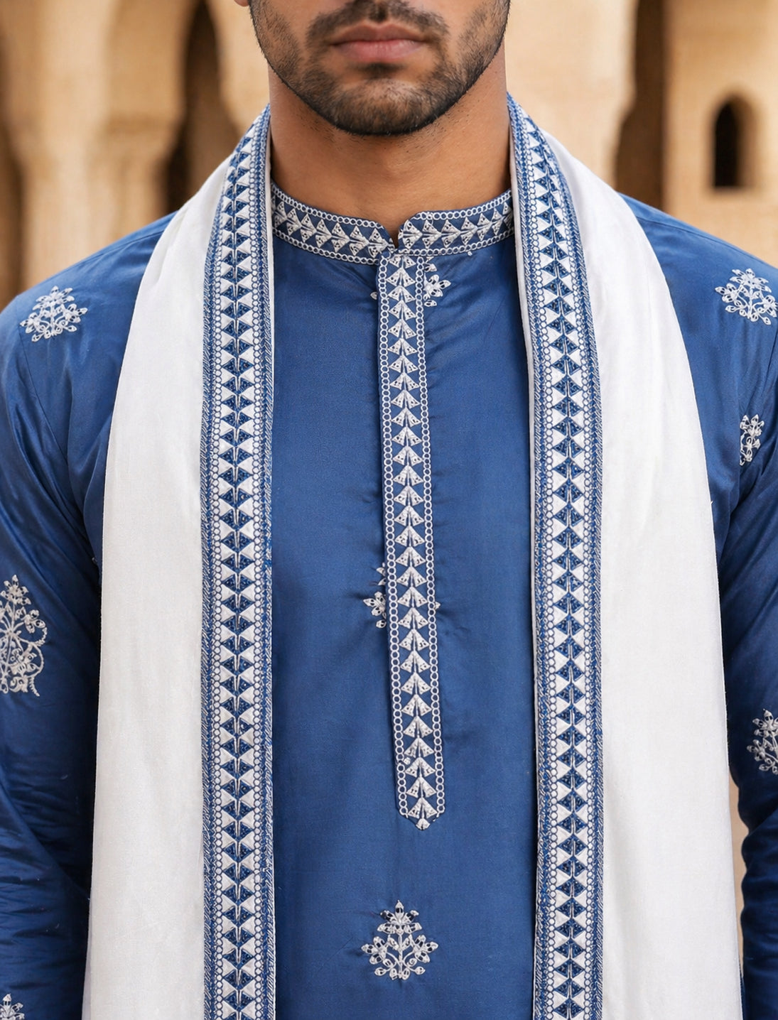 Embroidered & Sequin Kurta With Dupatta ( KO D 5091Teal )