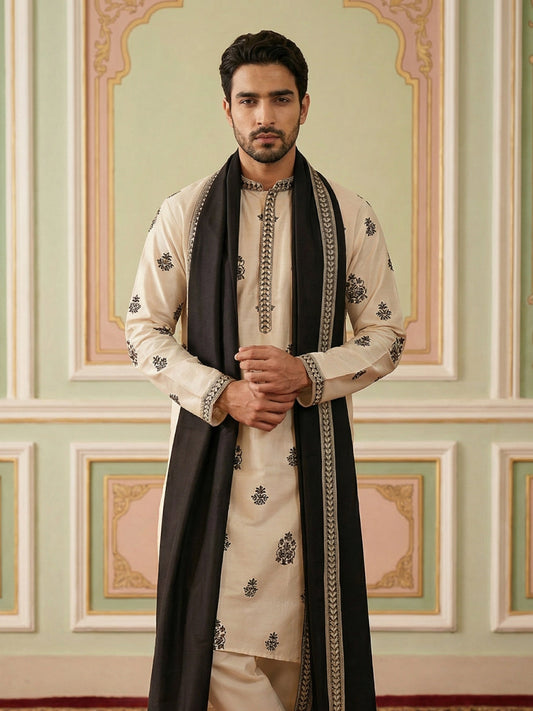 Embroidered & Sequin Kurta & Dupatta ( KO D 5091White ) [FF] [M16-18 & N16-18]
