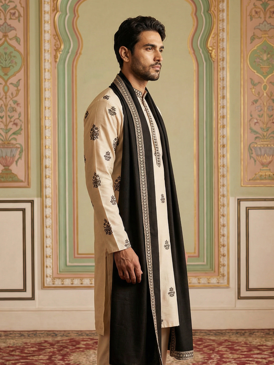 Embroidered & Sequin Kurta & Dupatta ( KO D 5091White ) [FF] [M16-18 & N16-18]