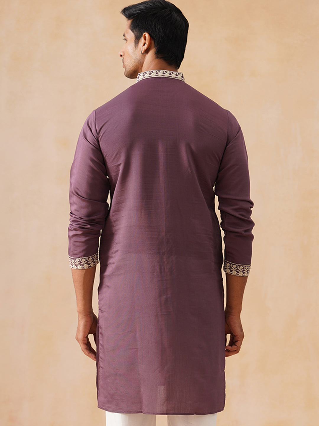 Silk Blend Embroidered Kurtas ( KO 5287 Purple )