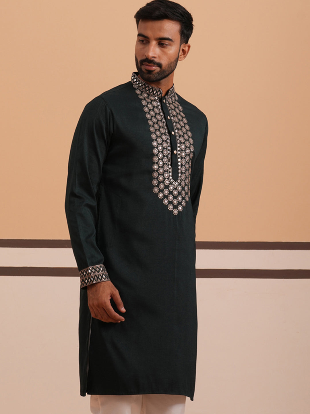Silk Blend Sequins Embroidered Kurta and Dupatta Set ( KO D 5320 D 5320Olive ) [FF] [Q11-12]