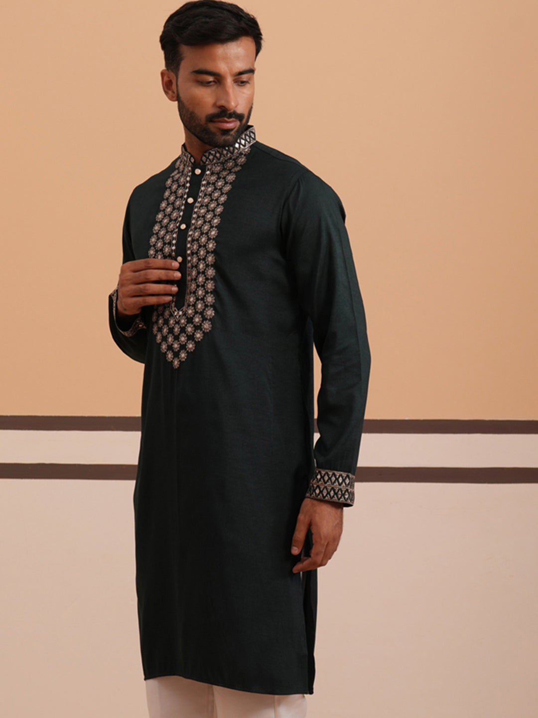 Silk Blend Sequins Embroidered Kurta and Dupatta Set ( KO D 5320 D 5320Olive ) [FF] [Q11-12]