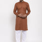 Jompers Men's Brown Cotton Solid Kurta Payjama Sets ( JOKP 611Brown )