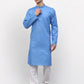 Jompers Men's Sky Printed Cotton Kurta Only ( KO 614Sky )