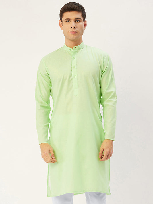 Jompers Men's Lime Cotton Solid Kurta Only ( KO 611Lime )