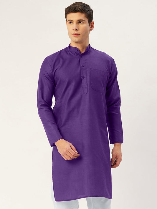 Jompers Men's Purple Cotton Solid Kurta Only ( KO 611Purple )