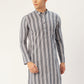 Jompers Men's Grey Cotton Striped Kurta Only ( KO 643Grey )