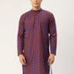 Jompers Men's Maroon Cotton Ikat printed kurta Only