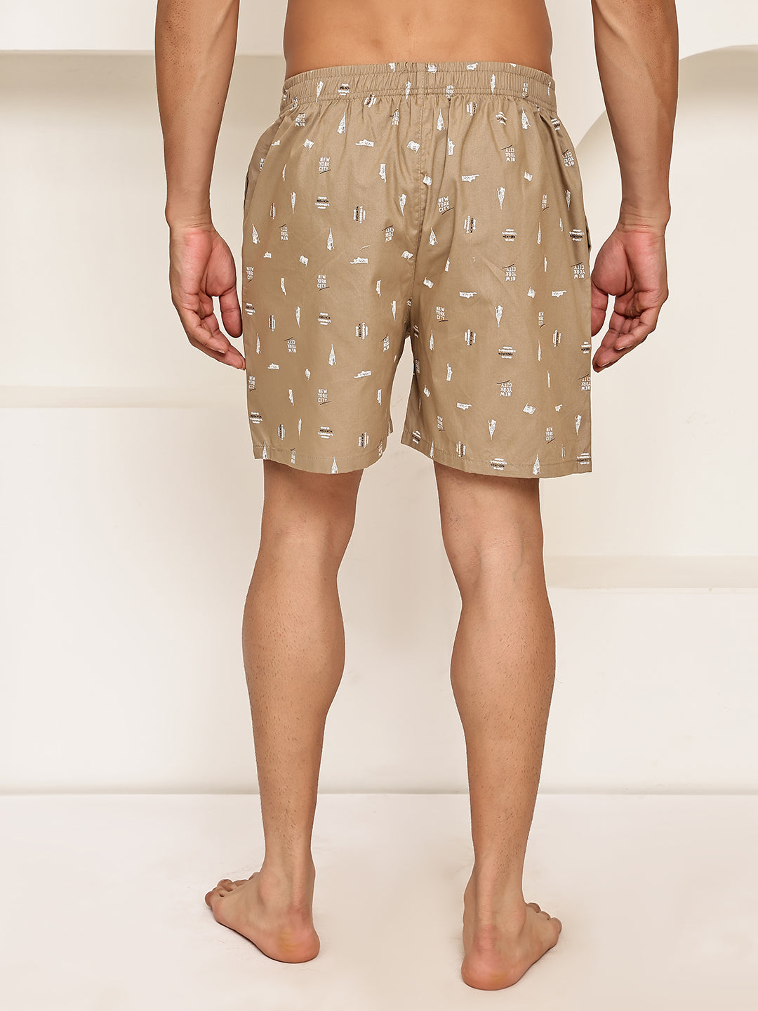 Men’s Soft & Breathable Printed Cotton Boxers ( RDBX 155Beige )