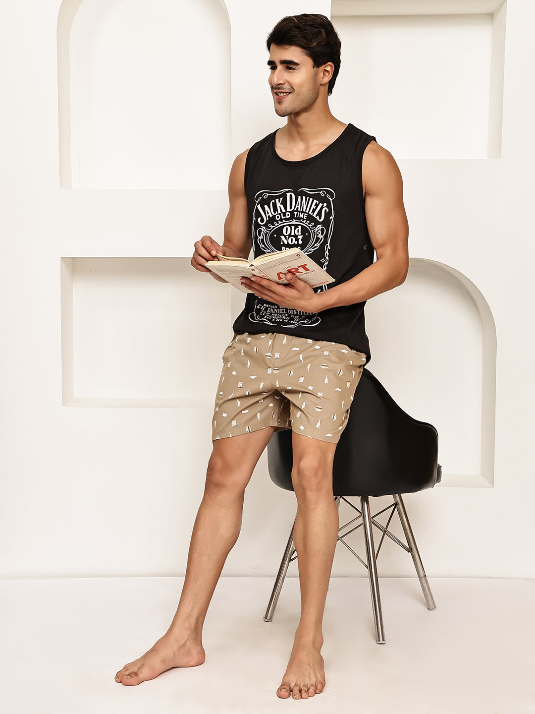 Men’s Soft & Breathable Printed Cotton Boxers ( RDBX 155Beige )