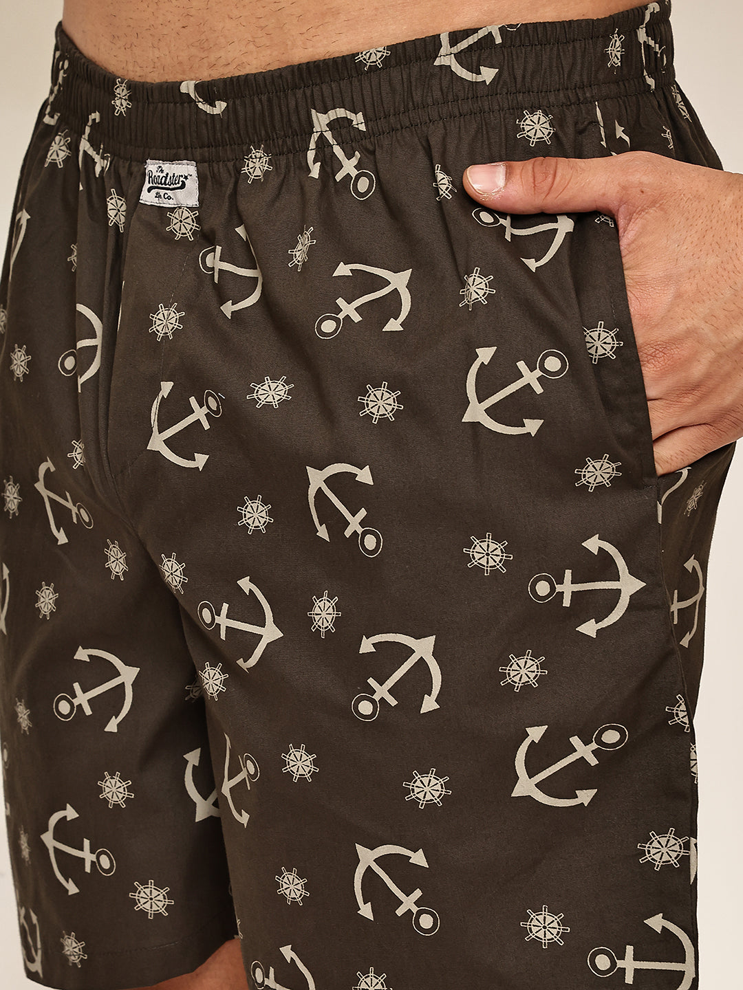 Men’s Soft & Breathable Printed Cotton Boxers ( RDBX 155Brown )